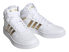Tenis Adidas Hoops 3.0 Mid Blanco y Gris para Mujer