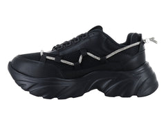 Tenis Clasben Chunky Negro con Cristales para Mujer