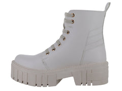 Botines Combat Punto Moda Gris Claro para Mujer