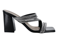 Sandalias Roze Negro Tacón Cuadrado para Mujer