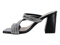 Sandalias Roze Negro Tacón Cuadrado para Mujer