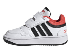Tenis Adidas Hoops 3.0 Blancos con Rojo para Niño