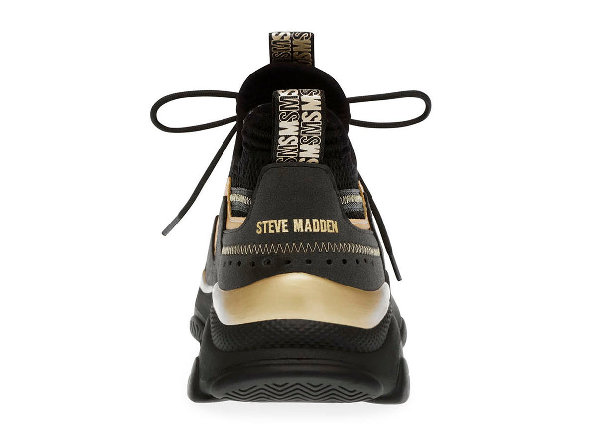 Tenis Steve Madden Match Box Negro y Dorado para Mujer