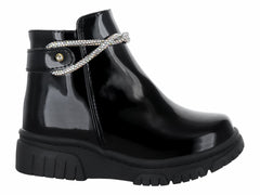 Botas Viris de Charol Negro para Niña