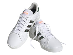 Tenis Adidas Grand Court Base 2.0 Blancos y Naranja para Hombre