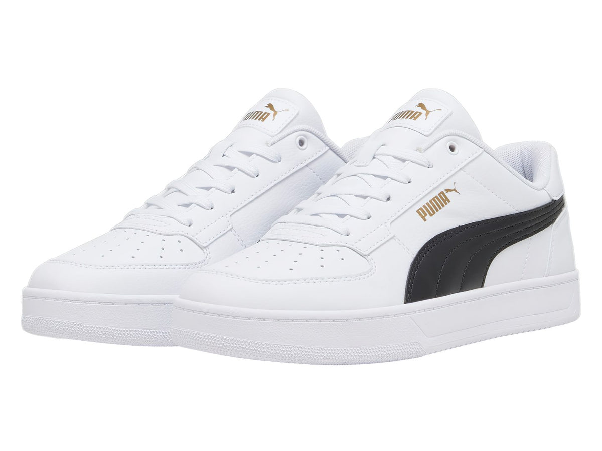 Tenis PUMA Caven 2.0 Blanco con Negro y Dorado para Hombre