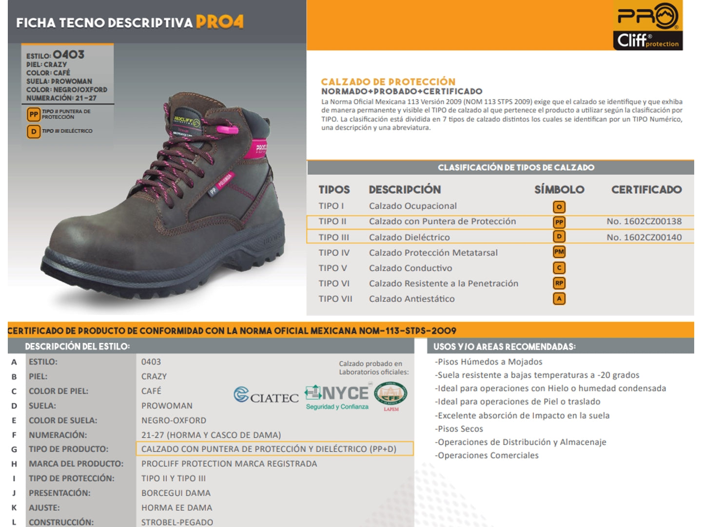 Botas Cliff Bota Dama 0403 Para Mujer