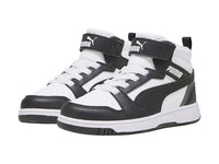 Tenis PUMA Rebound V6 Mid Blancos y Negros para Niño