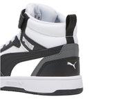 Tenis PUMA Rebound V6 Mid Blancos y Negros para Niño