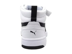 Tenis PUMA Rebound V6 Mid Blanco con Negro para Niño