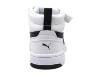 Tenis PUMA Rebound V6 Mid Blanco con Negro para Niño