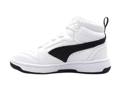 Tenis PUMA Rebound V6 Mid Blanco con Negro para Niño