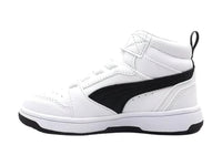Tenis PUMA Rebound V6 Mid Blanco con Negro para Niño