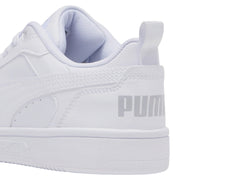 Tenis PUMA Rebound V6 Lo Blancos y Grises para Niño