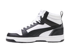 Tenis PUMA Rebound V6 Mid Blanco y Negro para Niño