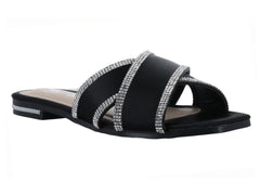 Sandalias MELI&ANA Negras con Brillos para Mujer