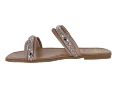 Sandalias de Piso Luna Rosa Rombo Oro Rosado para Mujer