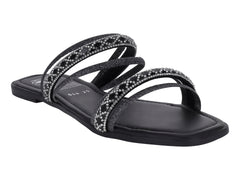 Sandalias de Piso Luna Rosa Rombo Negro para Mujer