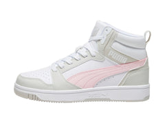 Tenis PUMA Rebound V6 Mid Blancos y Rosas para Niña
