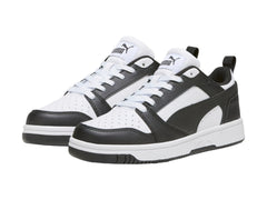 Tenis PUMA Rebound V6 Lo Blanco y Negro para Niño