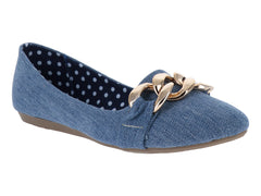 Zapatos Planos Mutante Mezclilla Azul para Mujer