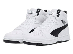 Tenis PUMA Rebound V6 Mid Blanco y Negro para Niño