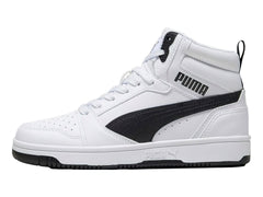 Tenis PUMA Rebound V6 Mid Blanco y Negro para Niño