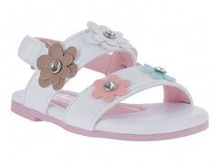 Sandalias Divitas Blancas con Flores para Niña