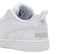Tenis PUMA Rebound V6 Lo AC Blanco y Gris para Niño