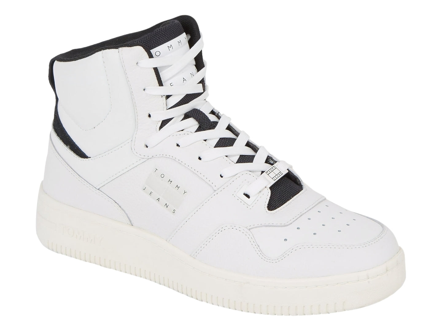 Tenis Tommy Hilfiger Basket Mid Leather Blanco para Hombre