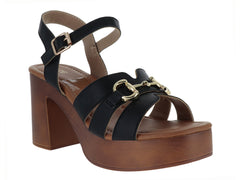 Sandalias Roze Negro Plataforma para Mujer