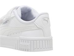 Tenis PUMA Carina 2.0 V Blanco y Plata para Niña