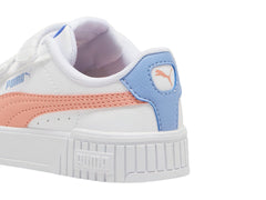 Tenis PUMA Carina 2.0 V Blanco, Rosa y Azul para Niña