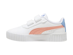 Tenis PUMA Carina 2.0 V Blanco, Rosa y Azul para Niña