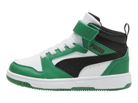 Tenis PUMA Rebound V6 Mid Blanco y Verde para Niño