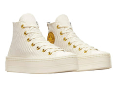 Tenis Converse Chuck Taylor All Star Modern Lift Blanco y Dorado para Mujer