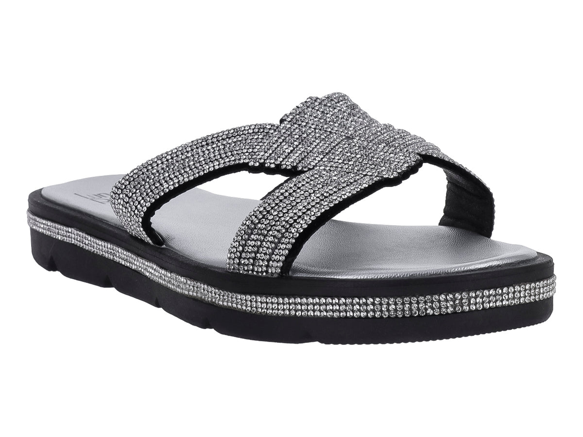 Sandalias Casuales Luna Rosa Negro Plata para Mujer