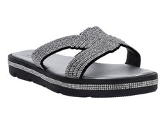 Sandalias Casuales Luna Rosa Negro Plata para Mujer