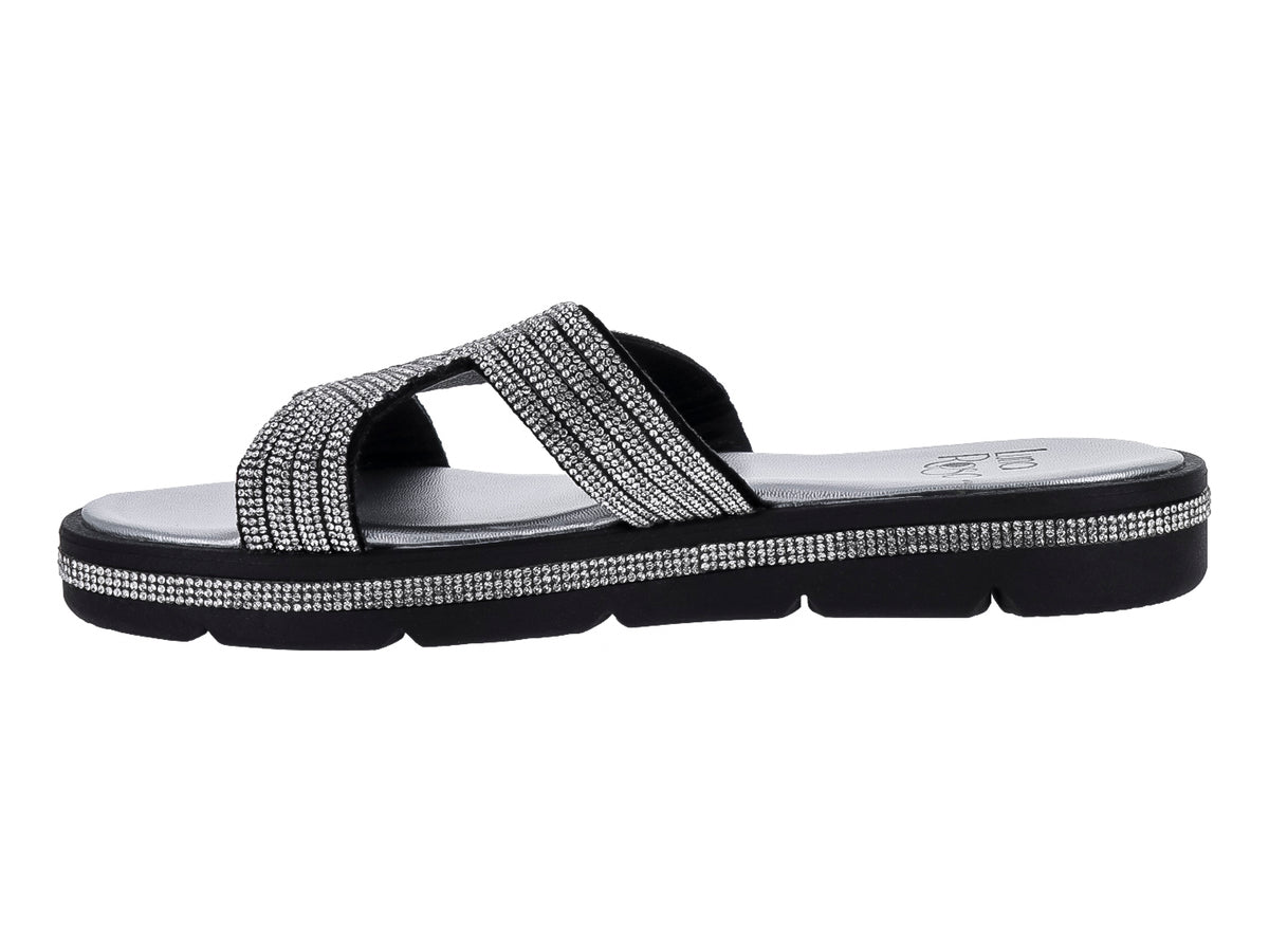 Sandalias Casuales Luna Rosa Negro Plata para Mujer