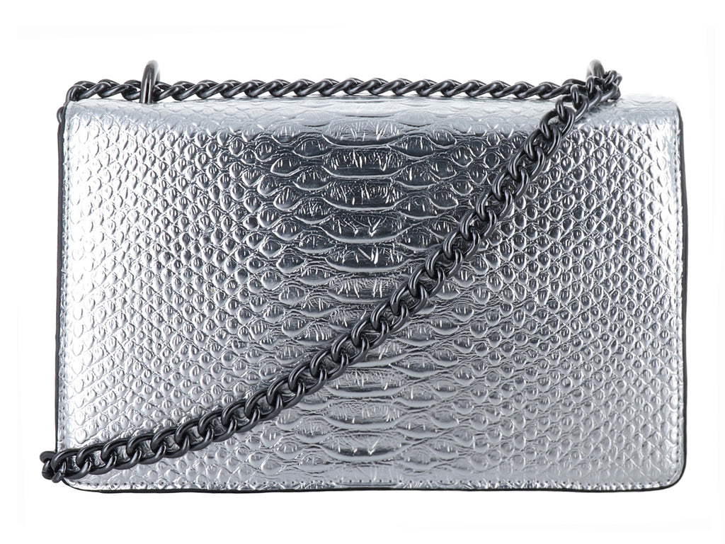 Bolsa de Hombro Motola Pia Caimán Plata para Mujer