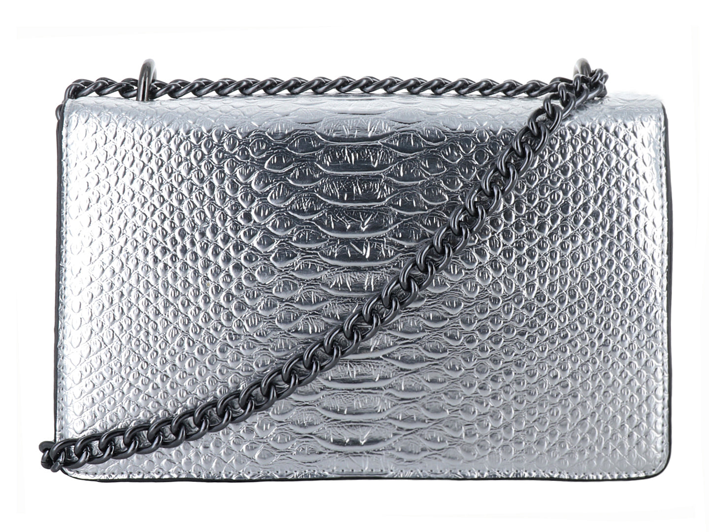 Bolsa de Hombro Motola Pia Caimán Plata para Mujer