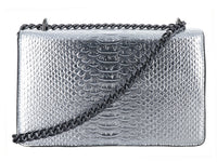 Bolsa de Hombro Motola Pia Caimán Plata para Mujer
