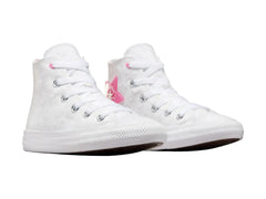 Tenis Converse Chuck Taylor All Star Sparkle Blanco y Rosa para Niña