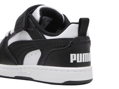 Tenis PUMA Rebound V6 Lo Blanco y Negro para Niño