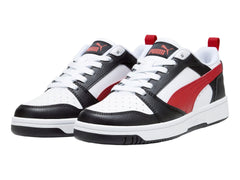 Tenis PUMA Rebound V6 Lo Blanco con Rojo para Niño