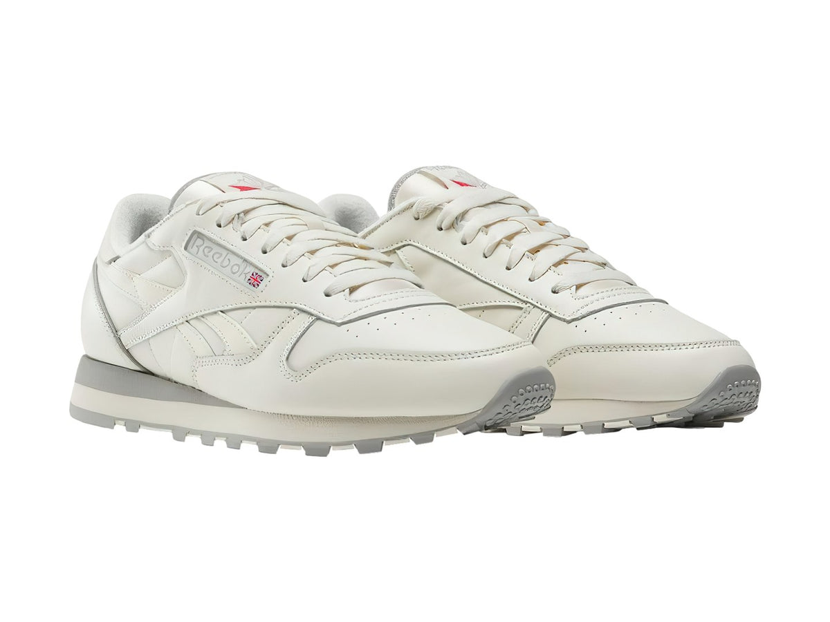 Tenis Reebok Classic Leather Blanco Hueso y Gris para Hombre