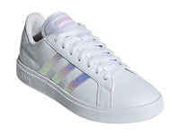 Tenis Adidas Grand Court Base 2.0 Blanco y Rosa para Mujer