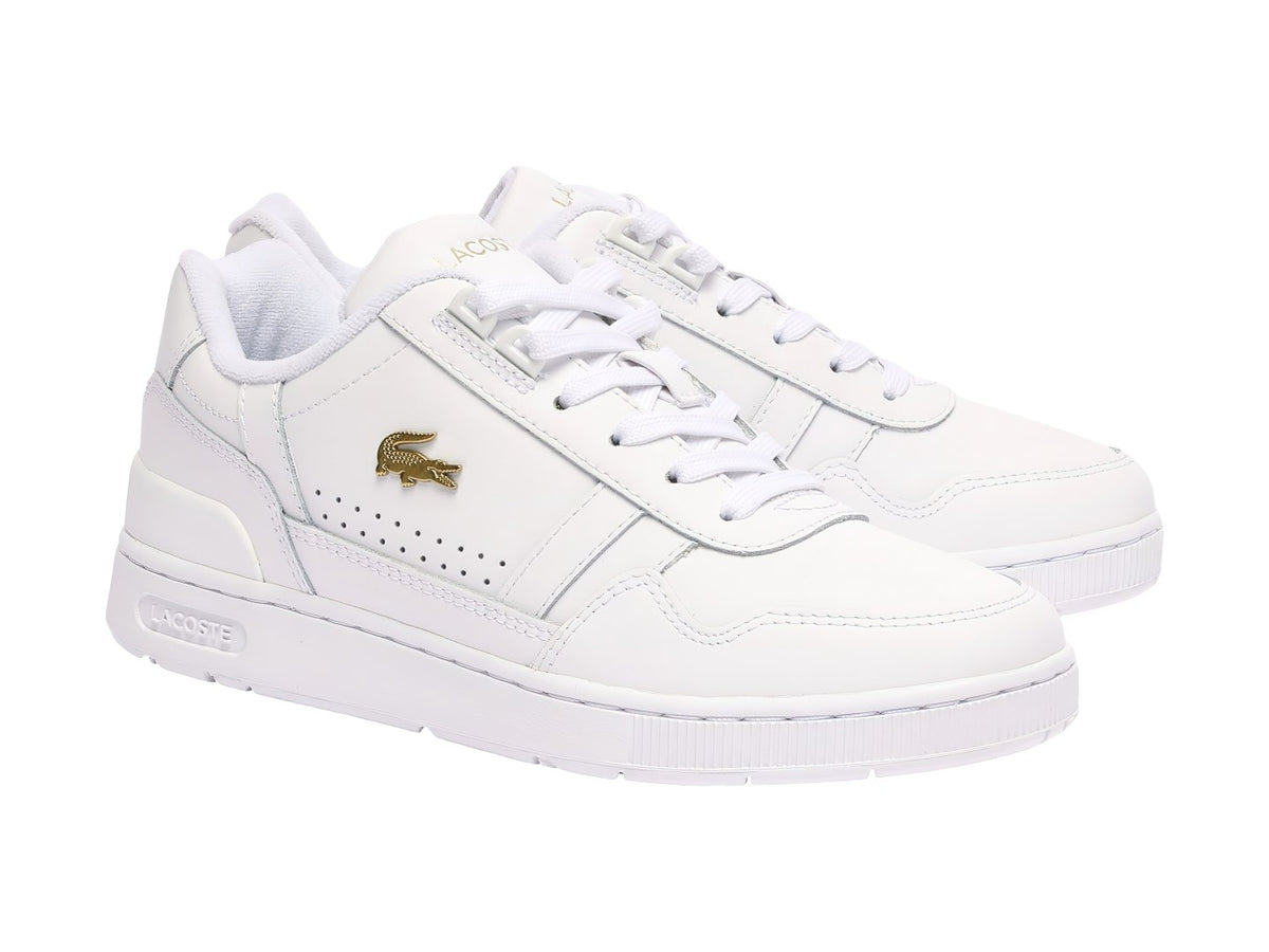 Tenis Lacoste T-Clip Blanco y Oro para Mujer