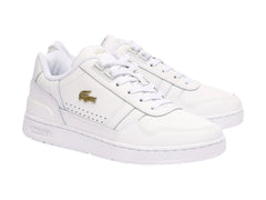 Tenis Lacoste T-Clip Blanco y Oro para Mujer