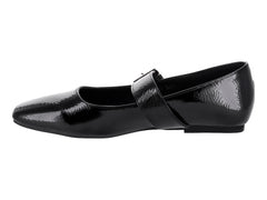 Zapatos Planos Roze de Charol Corrugado Negro para Mujer